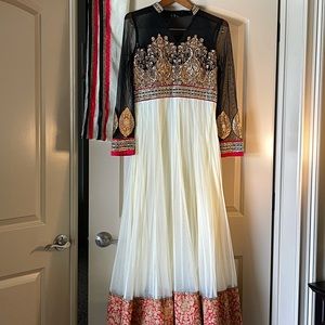 Red, white, black Anarkali